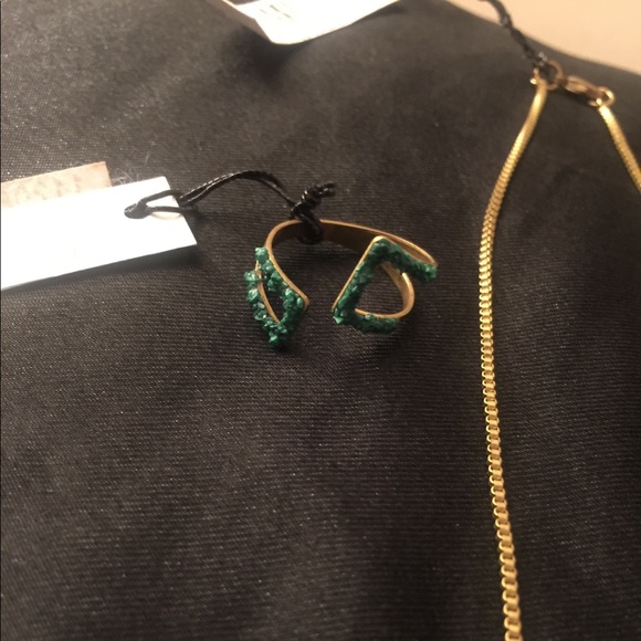 Triangle Brass Necklace & Ring - Picture 2 of 8